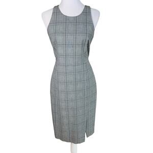Banana Republic Petite Size 12 Plaid Bi-Stretch Racer Neck Sheath Dress Work